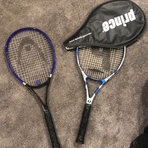 2 tennis rackets and a case